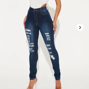 BOGO 🛍️ Fashion Nova Dark Blue Distressed Skinny Jeans